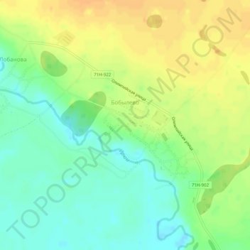 Topografische kaart Бобылево, hoogte, reliëf