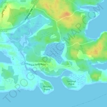 Topografische kaart Sampson Lake, hoogte, reliëf