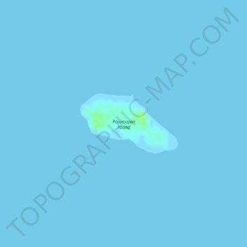 Topografische kaart Pajumajan Island, hoogte, reliëf