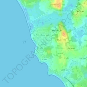 Topografische kaart Le Fort Bloqué, hoogte, reliëf