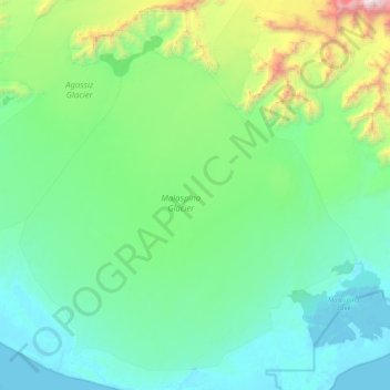 Topografische kaart Malaspina Glacier, hoogte, reliëf