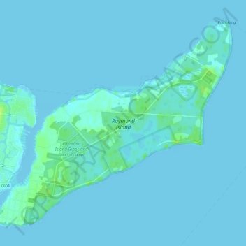 Topografische kaart Raymond Island, hoogte, reliëf