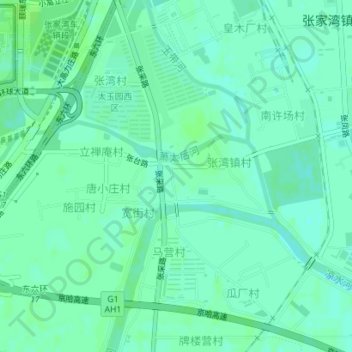 Topografische kaart 萧太后河, hoogte, reliëf
