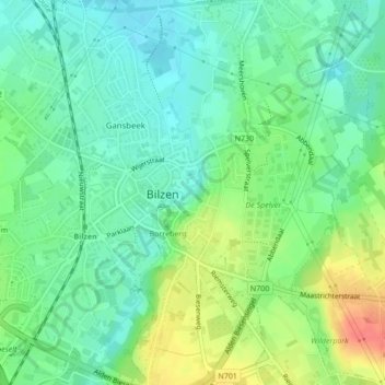 Topografische kaart Demervallei, hoogte, reliëf