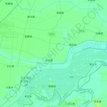 Topografische kaart 谷河, hoogte, reliëf