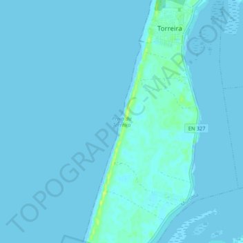 Topografische kaart Praia da Torreira, hoogte, reliëf