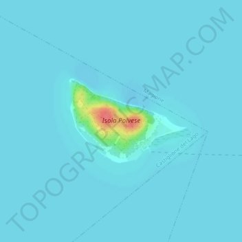 Topografische kaart Isola Polvese, hoogte, reliëf