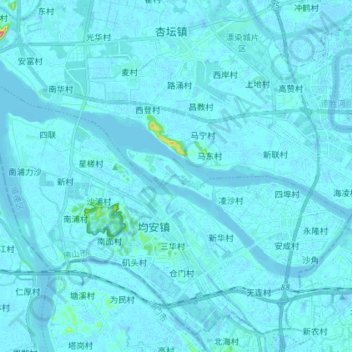 Topografische kaart 东海水道, hoogte, reliëf