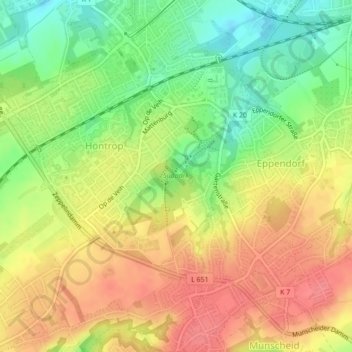 Topografische kaart Südpark, hoogte, reliëf