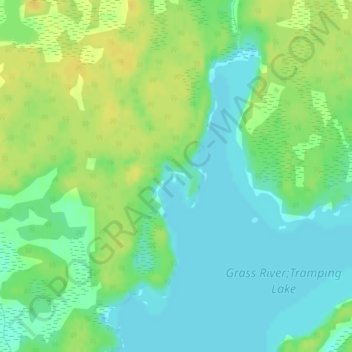 Topografische kaart Grass River;Tramping Lake, hoogte, reliëf