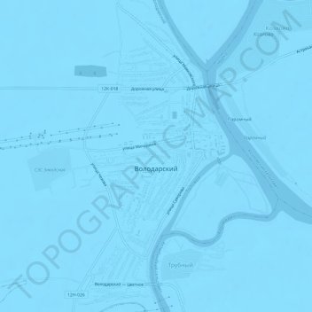Topografische kaart Volodarsky, hoogte, reliëf
