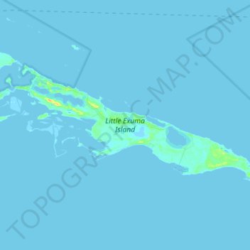 Topografische kaart Little Exuma Island, hoogte, reliëf
