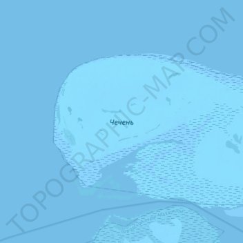 Topografische kaart Chechen Island, hoogte, reliëf