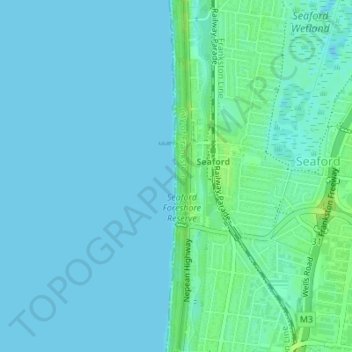Topografische kaart Seaford Beach, hoogte, reliëf
