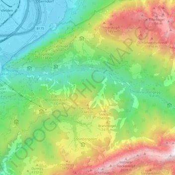 Topografische kaart Kaisertal, hoogte, reliëf