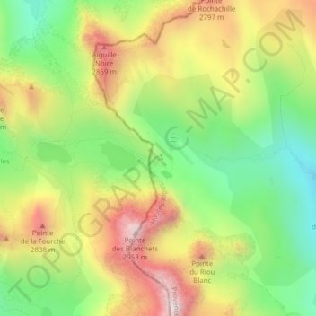 Topografische kaart Ouvrage des Rochilles, hoogte, reliëf