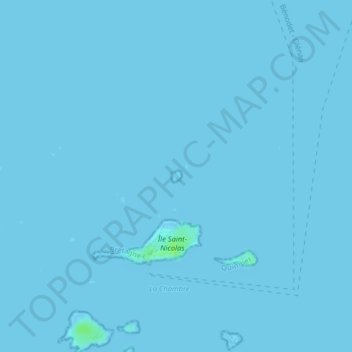 Topografische kaart Île de Brunec, hoogte, reliëf