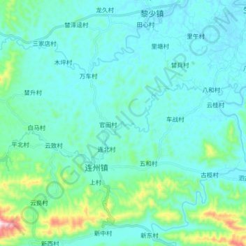 Topografische kaart 连州河, hoogte, reliëf