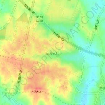 Topografische kaart 空港花田, hoogte, reliëf