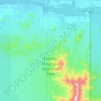 Topografische kaart Estrella Mountain Regional Park, hoogte, reliëf