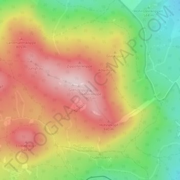 Topografische kaart Leistenklippe, hoogte, reliëf