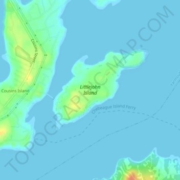 Topografische kaart Littlejohn Island, hoogte, reliëf