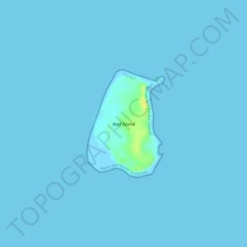 Topografische kaart Reef Island, hoogte, reliëf