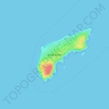 Topografische kaart Great Saltee, hoogte, reliëf