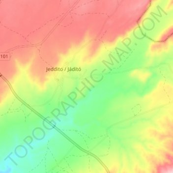 Topografische kaart Jeddito, hoogte, reliëf