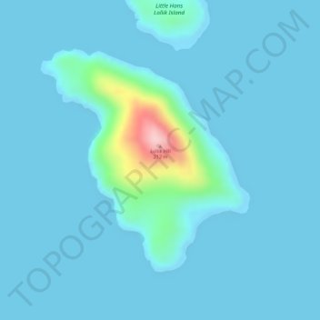 Topografische kaart Hans Lollik Island, hoogte, reliëf