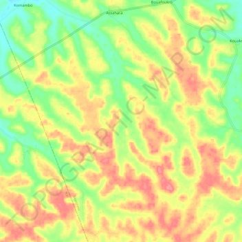 Topografische kaart Limite de la Forêt clasée de Sanaimbo, hoogte, reliëf