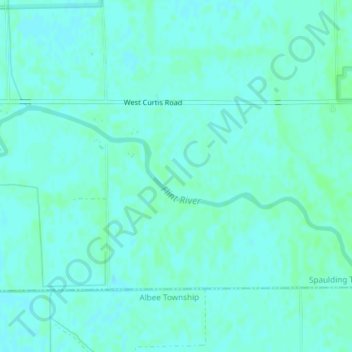 Topografische kaart Flint River, hoogte, reliëf