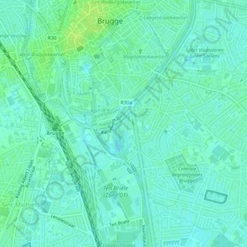Topografische kaart Katelijnepark, hoogte, reliëf