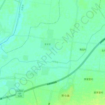 Topografische kaart 乌马河, hoogte, reliëf