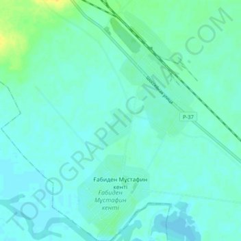 Topografische kaart Габидена Мустафина, hoogte, reliëf