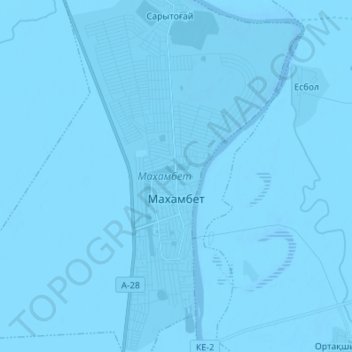 Topografische kaart Махамбет, hoogte, reliëf