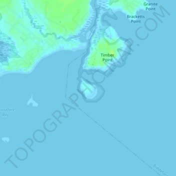 Topografische kaart Timber Island, hoogte, reliëf
