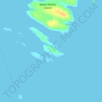 Topografische kaart Mistake Island, hoogte, reliëf