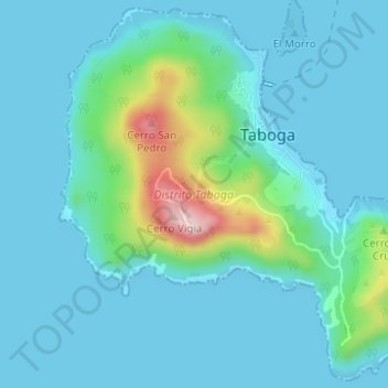 Topografische kaart Taboga, hoogte, reliëf