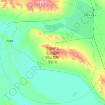Topografische kaart 冷湖天文观测基地核心暗夜保护区, hoogte, reliëf