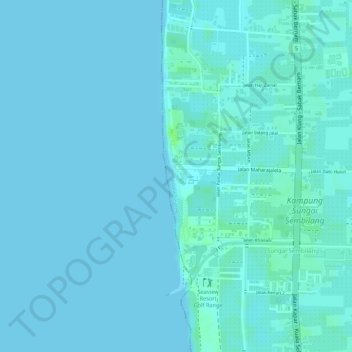Topografische kaart Pantai Remis, hoogte, reliëf