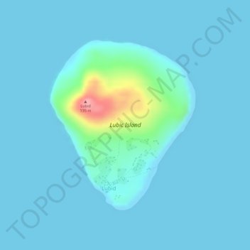 Topografische kaart Lubid Island, hoogte, reliëf