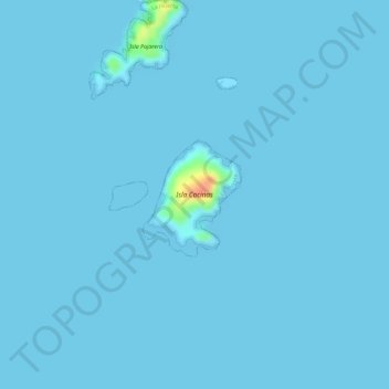 Topografische kaart Isla Cocinas, hoogte, reliëf
