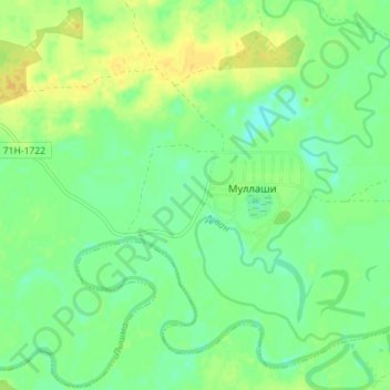 Topografische kaart Муллаши, hoogte, reliëf