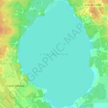 Topografische kaart озеро Балтым, hoogte, reliëf