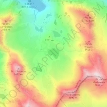Topografische kaart Lac Nère, hoogte, reliëf