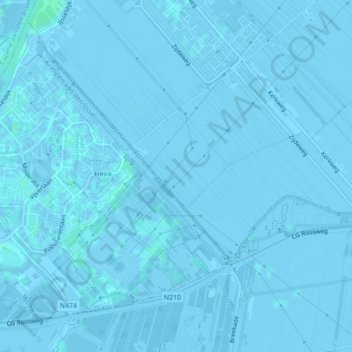 Topografische kaart De Loet, hoogte, reliëf