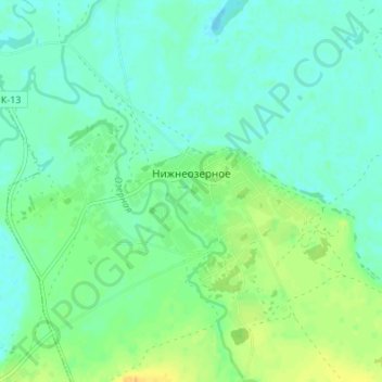 Topografische kaart Нижнеозерное, hoogte, reliëf