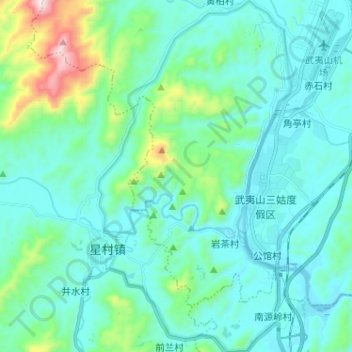 Topografische kaart 武夷山国家级风景名胜区, hoogte, reliëf