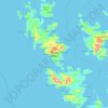Topografische kaart Daram Island, hoogte, reliëf